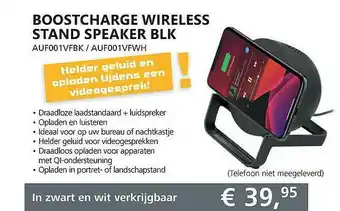 Informatique Bosstcharge Wireless Stand Speaker BLK AUF001VFBK - AUF001VFWH aanbieding