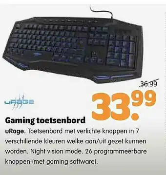 Plentyparts Gaming Toetsenbord Urage aanbieding