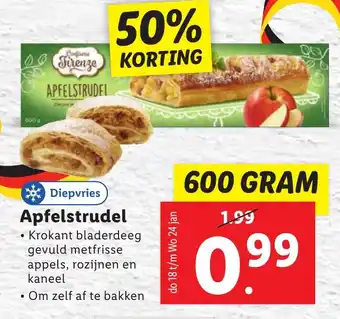 Lidl Apfelstrudel 600 GRAM aanbieding