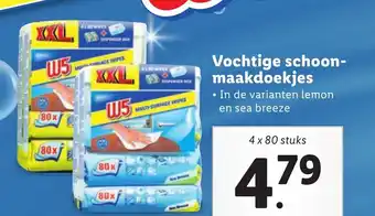 Lidl Vochtige schoonmaakdoekjes 4 x 80 stuks aanbieding