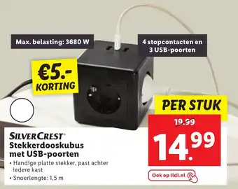 Lidl Stekkerdooskubus met USB poorten aanbieding