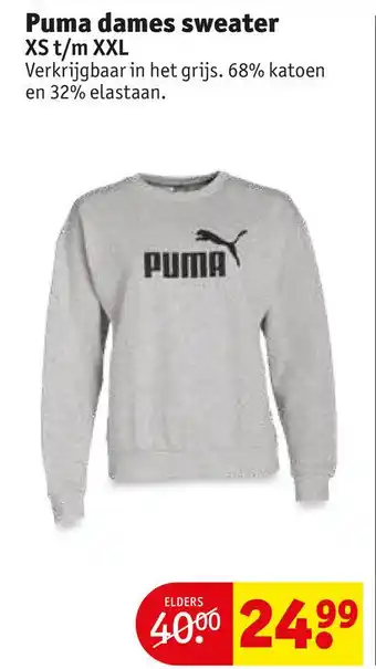 Kruidvat Puma dames sweater XS t/m XXL aanbieding