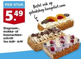 Hoogvliet Slagroom, mokka of bosvruchten schnitt aanbieding