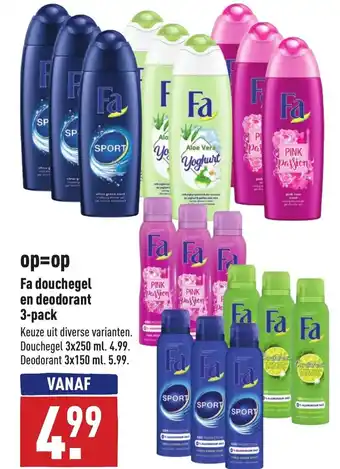 ALDI Fa deodorant of douche 3-pack aanbieding