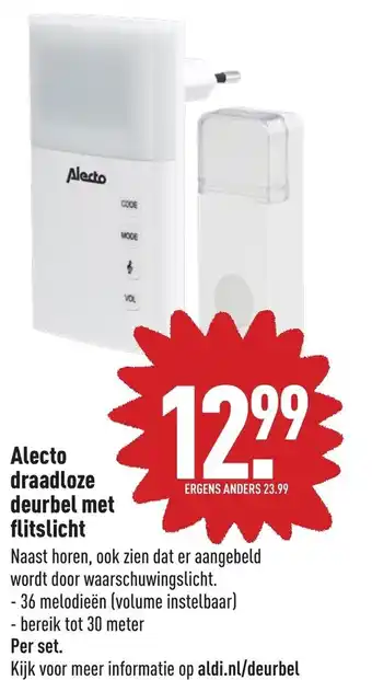 ALDI Alecto Draadloze deurbel met flitslicht aanbieding