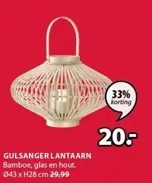 Jysk Gulsanger lantaarn 43x28 cm aanbieding