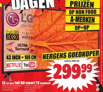 Dirk LG 43" Full HD SmartTV | 43LM637B aanbieding