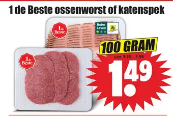 Dirk Ossenworst of katenspek 100g aanbieding