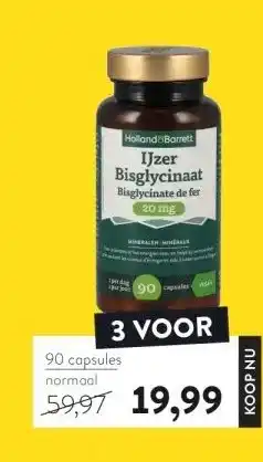 Holland & Barrett Ijzer bisglycinaat bisglycinate de fer aanbieding