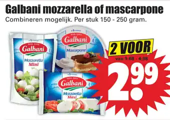 Dirk Galbani Mozzarella of Mascarpone 2*150-250g aanbieding