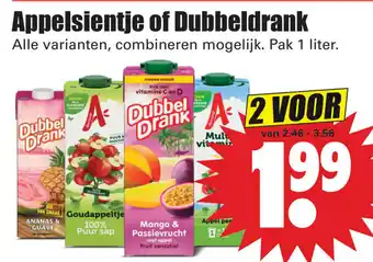 Dirk Appelsientje of Dubbeldrank 2*1L aanbieding