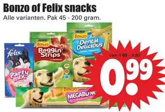 Dirk Bonzo of Felix snacks 45-200g aanbieding