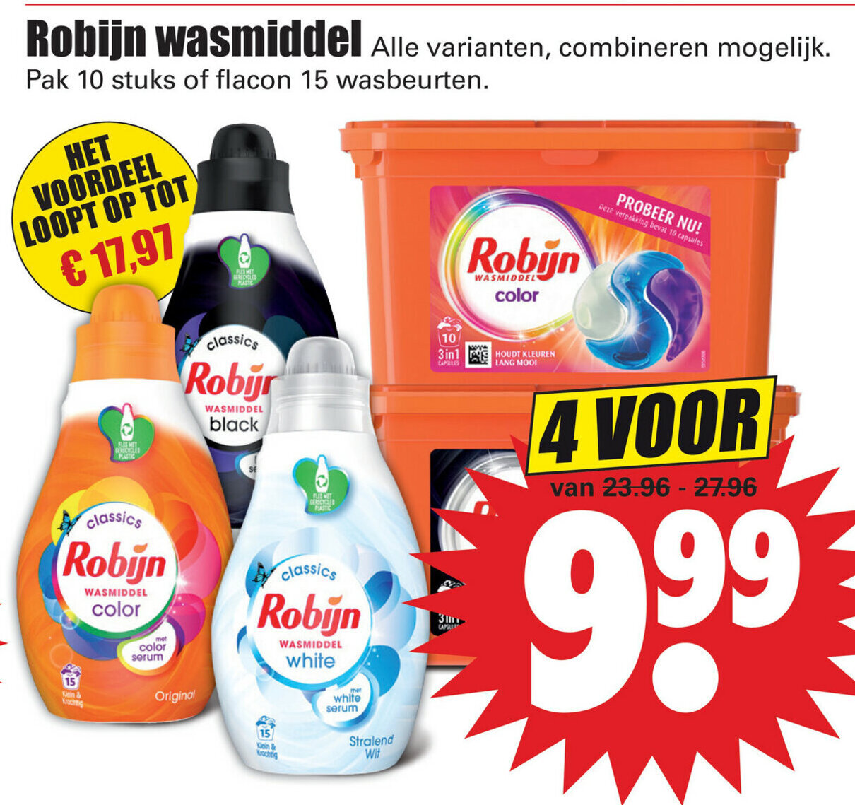 Robijn Wasmiddel 4st aanbieding bij Dirk