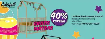Van Asten BabySuperstore Colorfull Home Collection Ledikant Basic House naturel 60*120 cm aanbieding