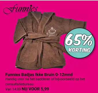 Van Asten BabySuperstore Funnies Badjas Ikke bruin 0-12 mnd aanbieding