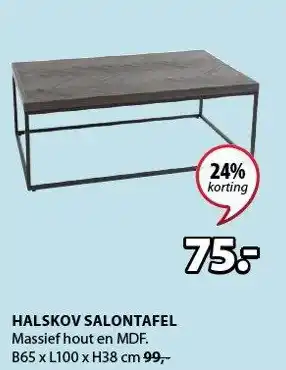 Jysk Halskov salontafel 65x100x38 cm aanbieding