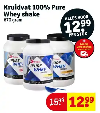 Kruidvat 100% Pure Whey shake 670 gram aanbieding