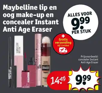 Kruidvat Maybelline lip en oog make-up en concealer Instant Anti Age Eraser aanbieding