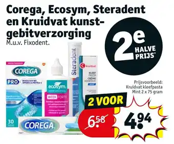 Kruidvat Corega, Ecosym, Steradent en Kruidvat kunstgebitverzorging aanbieding