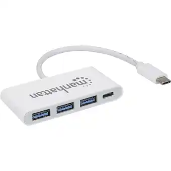 Conrad Manhattan neu usb 3.2 gen 1-hub 3 + 1 poorten met snellaadpoort, met usb-c stekker wit aanbieding