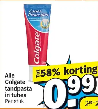 Albert Heijn Alle Colgate tandpasta in tubes aanbieding