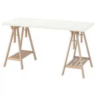 IKEA Lagkapten / mittback Bureau, wit/berken, 140x60 cm aanbieding