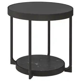 IKEA FrÖtorp Tafeltje, antraciet marmerpatroon/zwart glas, 48 cm aanbieding