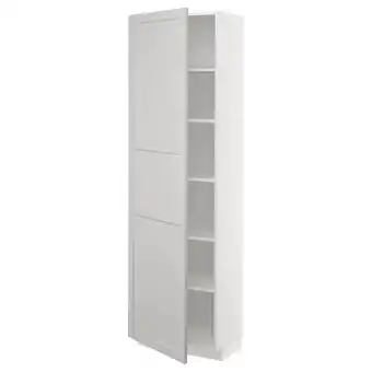 IKEA Metod Hoge kast met planken, wit/lerhyttan lichtgrijs, 60x37x200 cm aanbieding