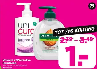 PLUS Unicura of Palmolive Handzeep aanbieding