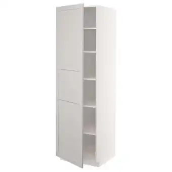 IKEA Metod Hoge kast met planken, wit/lerhyttan lichtgrijs, 60x60x200 cm aanbieding