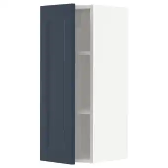 IKEA Metod Bovenkast met planken, wit Axstad/mat blauw, 30x80 cm aanbieding