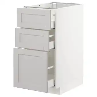 IKEA Metod Onderkast met 3 lades, wit/lerhyttan lichtgrijs, 40x60 cm aanbieding