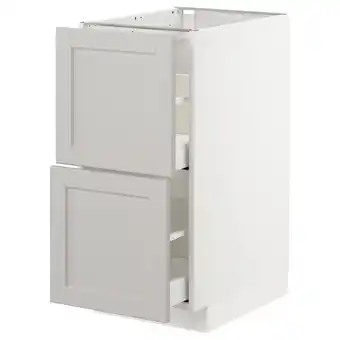 IKEA Metod Onderkast 2 fronten/2 hoge lades, wit/lerhyttan lichtgrijs, 40x60 cm aanbieding
