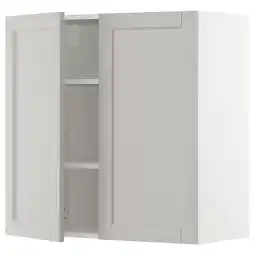 IKEA Metod Bovenkast met planken/2 deuren, wit/lerhyttan lichtgrijs, 80x80 cm aanbieding