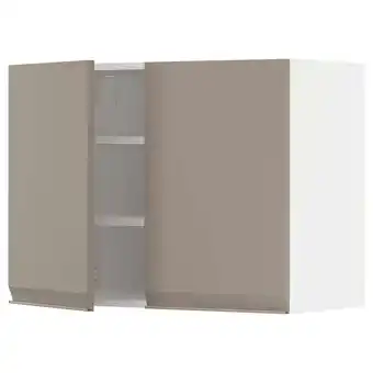 IKEA Metod Bovenkast met planken/2 deuren, wit/upplöv mat donker beige, 80x60 cm aanbieding