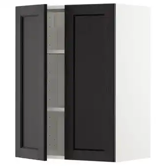 IKEA Metod Bovenkast met planken/2 deuren, wit/lerhyttan zwart gelazuurd, 60x80 cm aanbieding