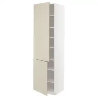 IKEA Metod Hoge kast met planken/2 deuren, wit/havstorp beige, 60x60x220 cm aanbieding