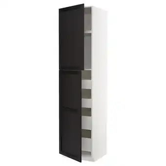 IKEA Metod / maximera Hoge kast met 2 deuren/4 lades, wit/lerhyttan zwart gelazuurd, 60x60x240 cm aanbieding