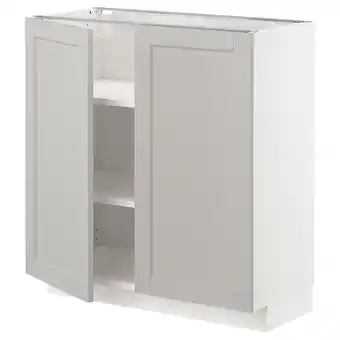 IKEA Metod Onderkast met plank/2 deuren, wit/lerhyttan lichtgrijs, 80x37 cm aanbieding