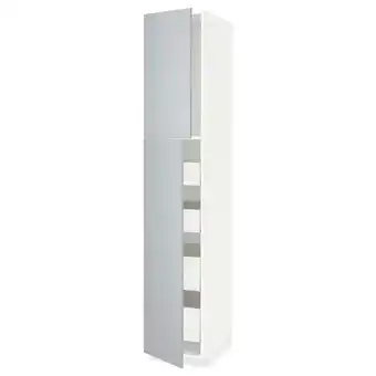 IKEA Metod / maximera Hoge kast met 2 deuren/4 lades, wit/veddinge grijs, 40x60x220 cm aanbieding