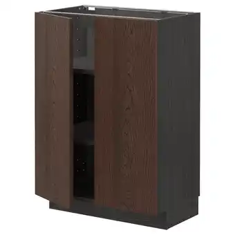 IKEA Metod Onderkast met plank/2 deuren, zwart/sinarp bruin, 60x37 cm aanbieding