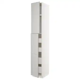 IKEA Metod / maximera Hoge kast met 2 deuren/4 lades, wit/lerhyttan lichtgrijs, 40x60x240 cm aanbieding