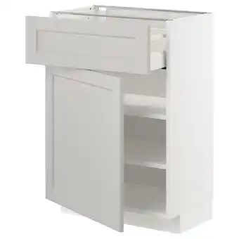 IKEA Metod / maximera Onderkast met lade/deur, wit/lerhyttan lichtgrijs, 60x37 cm aanbieding