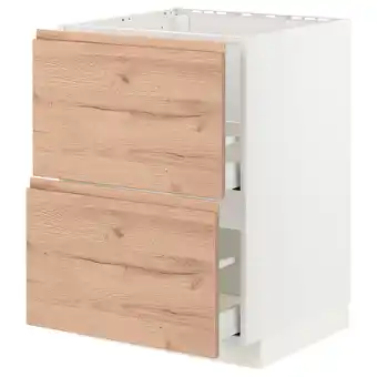 IKEA Metod / maximera Onderkast spoelbak+2 front/2 lades, wit/voxtorp eikenpatroon, 60x60 cm aanbieding