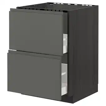 IKEA Metod / maximera Onderkast spoelbak+2 front/2 lades, zwart/voxtorp donkergrijs, 60x60 cm aanbieding