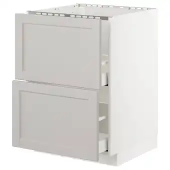 IKEA Metod Onderkast spoelbak+2 front/2 lades, wit/lerhyttan lichtgrijs, 60x60 cm aanbieding