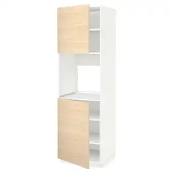 IKEA Metod Hoge kast oven & 2 deur/plank, wit/askersund licht essenpatroon, 60x60x200 cm aanbieding