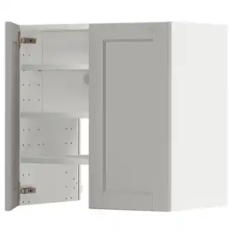 IKEA Metod bovenkast v afzuigkap&plank/deur, wit/lerhyttan lichtgrijs, 60x60 cm aanbieding