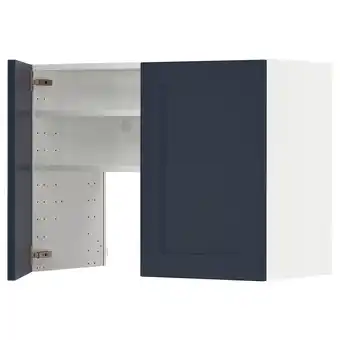 IKEA Metod bovenkast v afzuigkap&plank/deur, wit axstad/mat blauw, 80x60 cm aanbieding