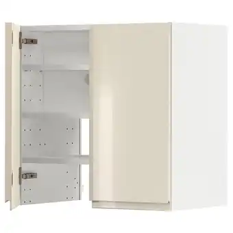 IKEA Metod bovenkast v afzuigkap&plank/deur, wit/voxtorp hoogglans lichtbeige, 60x60 cm aanbieding